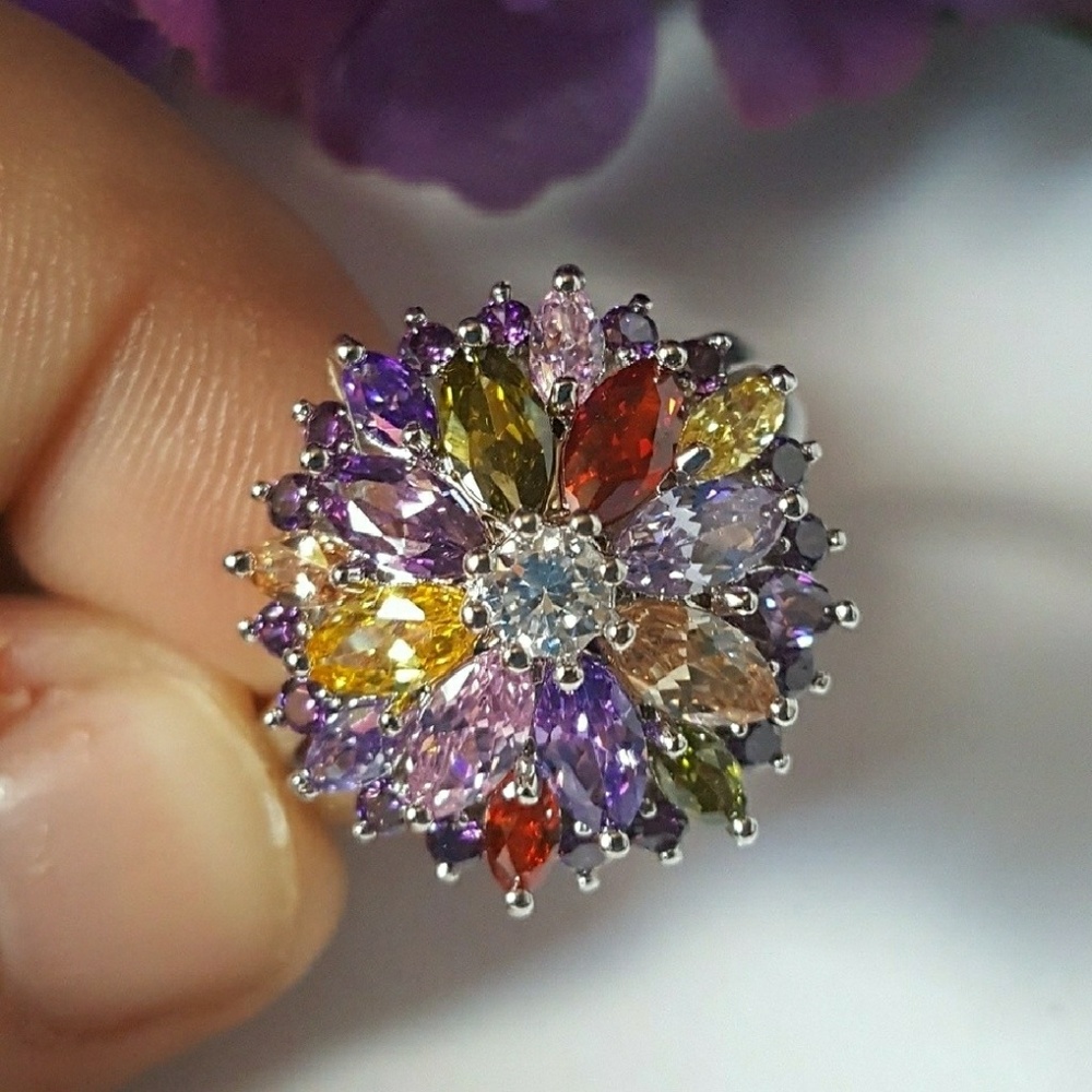 Beautiful 925s Multi-Gemstone Ring - image 1